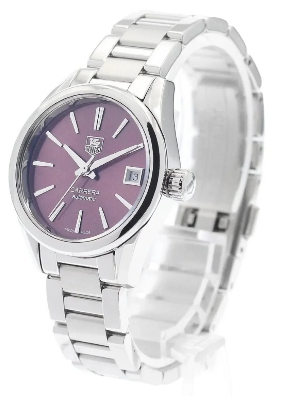 TAG HEUER Carrera WAR2417-0 Date wine-red Dial Automatic Ladies Watch_960875